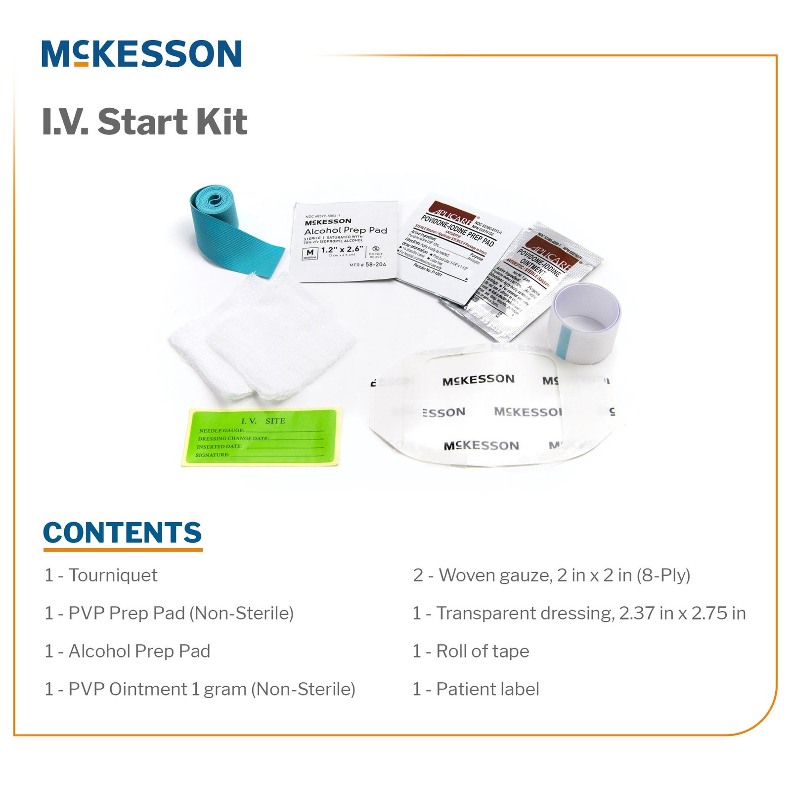 McKesson I.V. Start Kit Case of 50 (See Description for Contents)