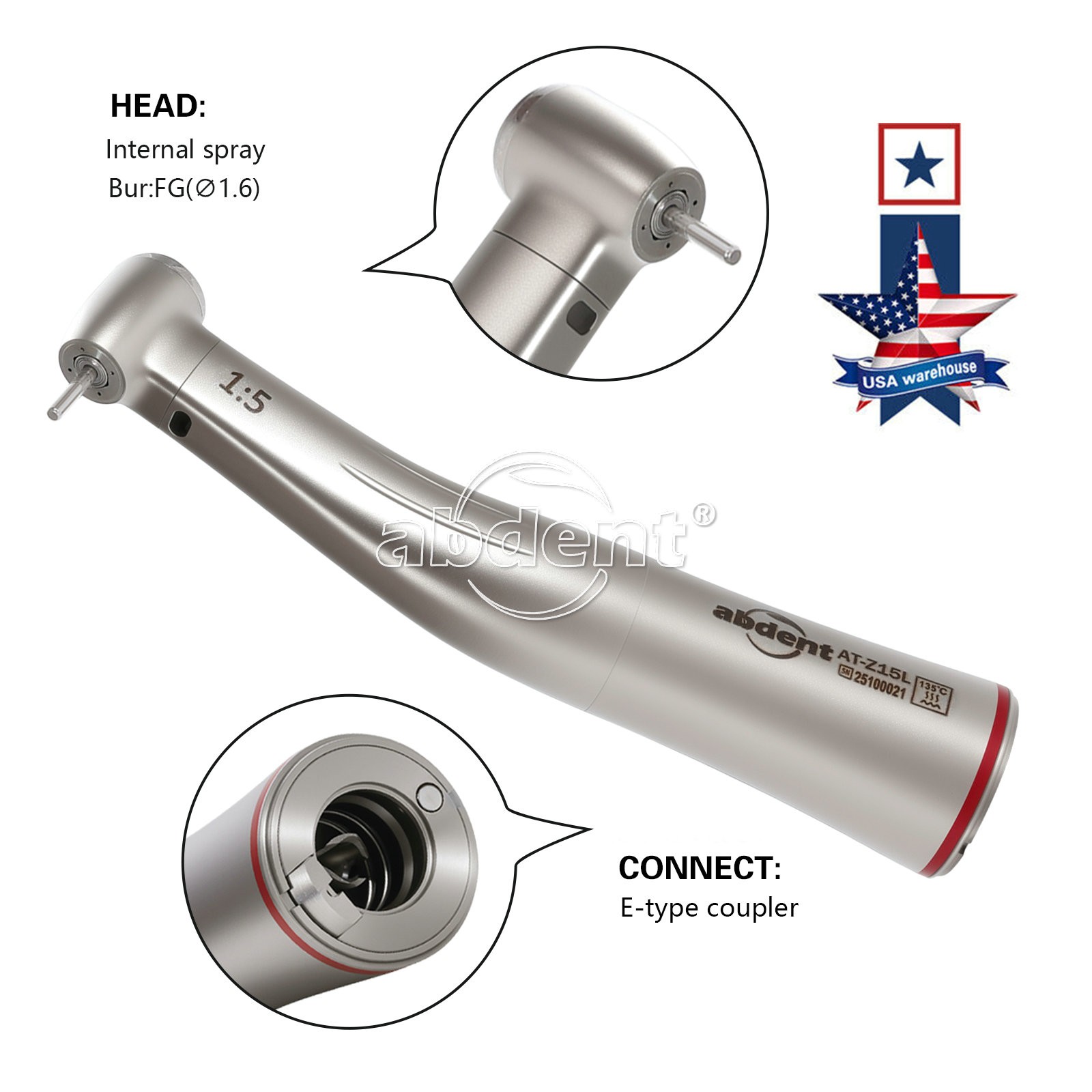 SKYSEA Dental Contra Angle Handpiece + E-type Air Motor Internal Cooling ##Zt