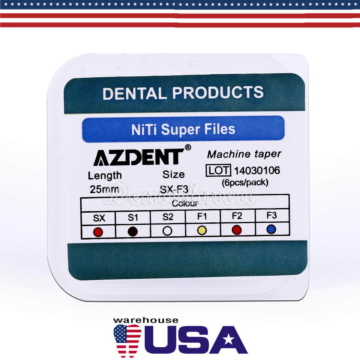 5Packs Dental Endodontic Niti Super Rotary Files Root Canal Engine SX-F3 25mm