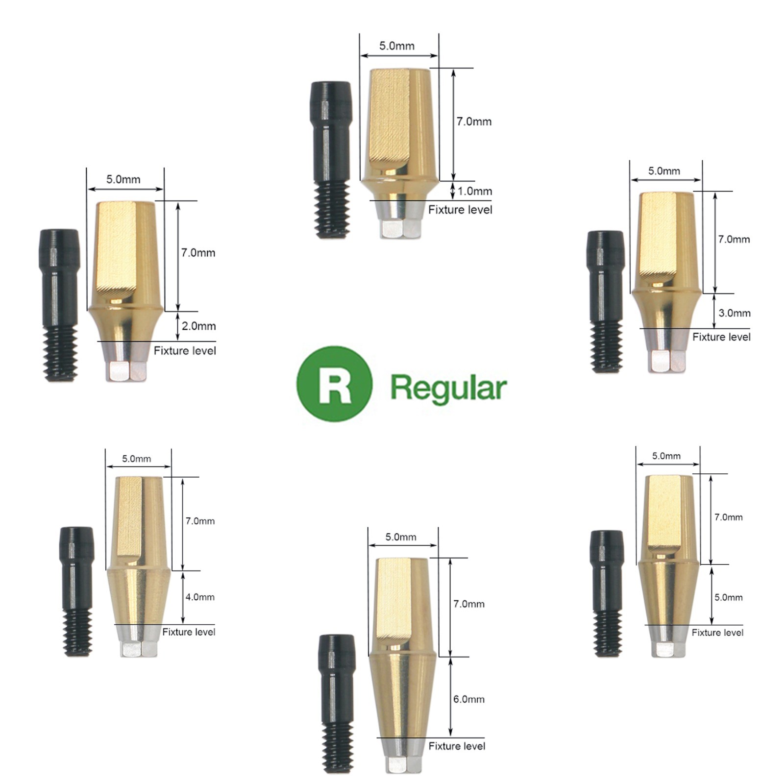 US Dental Titanium Hex Regular Straight Transfer Abutment Fit Osstem Hiossen TS