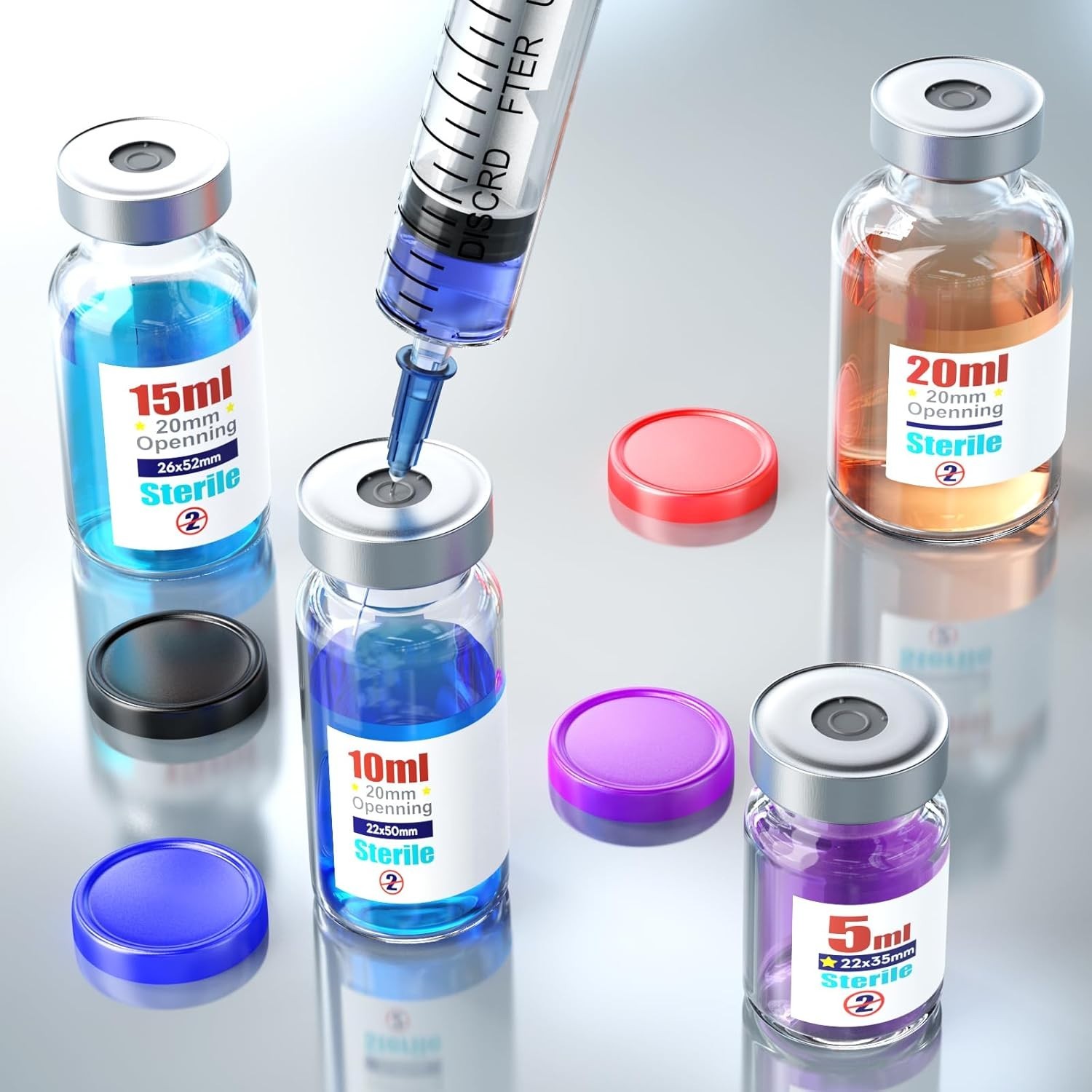 Pack of 10 Leak-Proof 5ml Sterile Vials with Aluminum Flip Cap for Laboratories