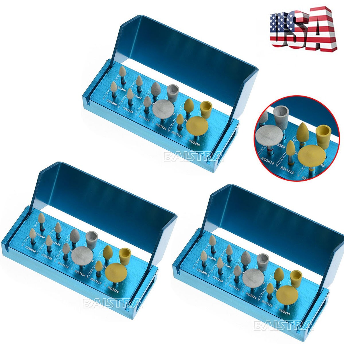 12pcs AZDENT Dental High Gloss Zirconia Polishing RA3112 Kit Polishers for Crown