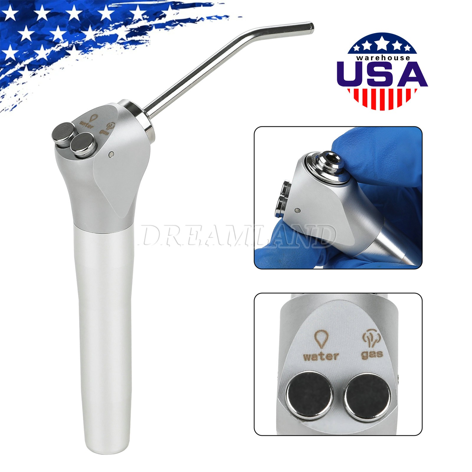 Dental Air Water Spray Triple Syringe 3 Three Way Handpiece W/ 2 Nozzles Tips de