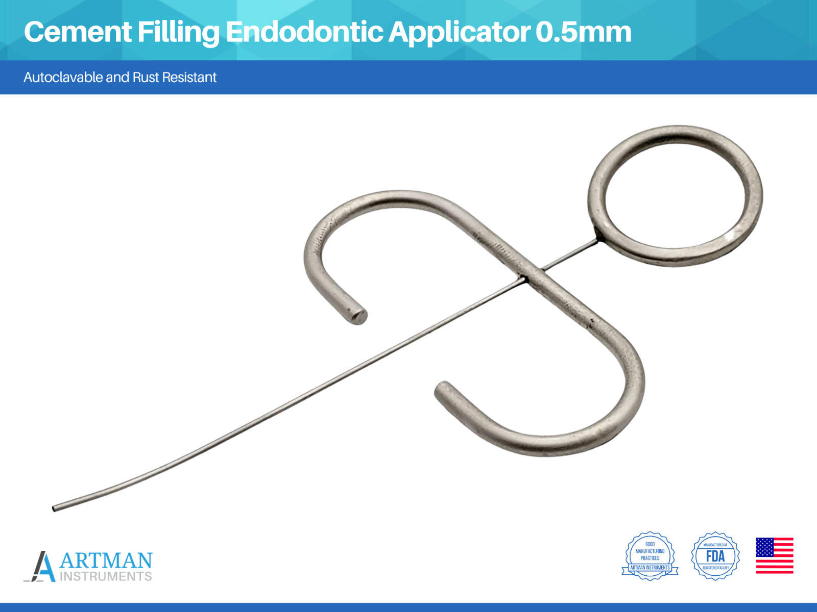 MTA Cement Filling Endodontic Applicator & Plugger Curved 0.5mm ARTMAN