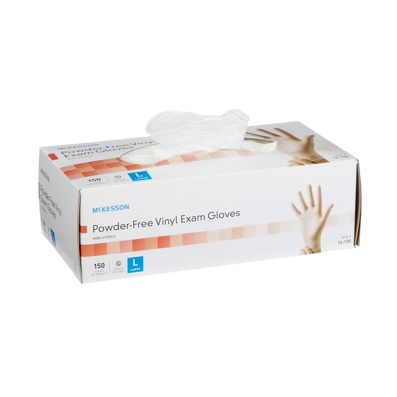 McKesson Vinyl Exam Glove Standard Cuff Length LARGE 150 per Box