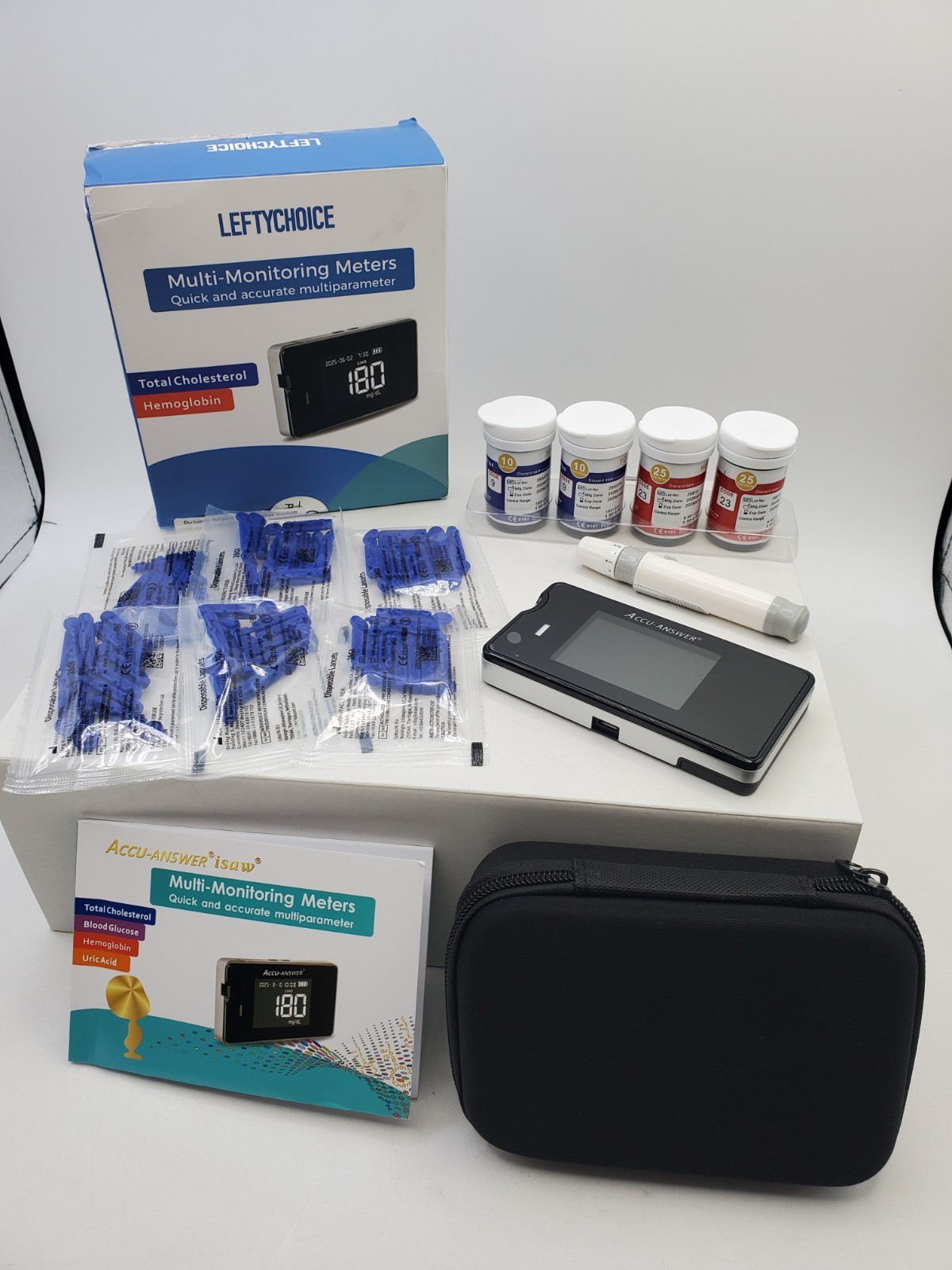 LCLBM-01 2 in 1 Total Cholesterol and Hemoglobin Levels Testing Kit Meter Qui…