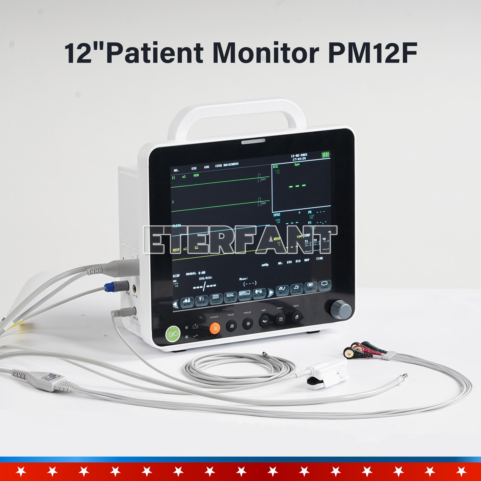 ETERFANT Patient Monitor ICU CCU Vital Sign for HOSP ECG/NIBP/RESP/TEMP/SPO2/PR