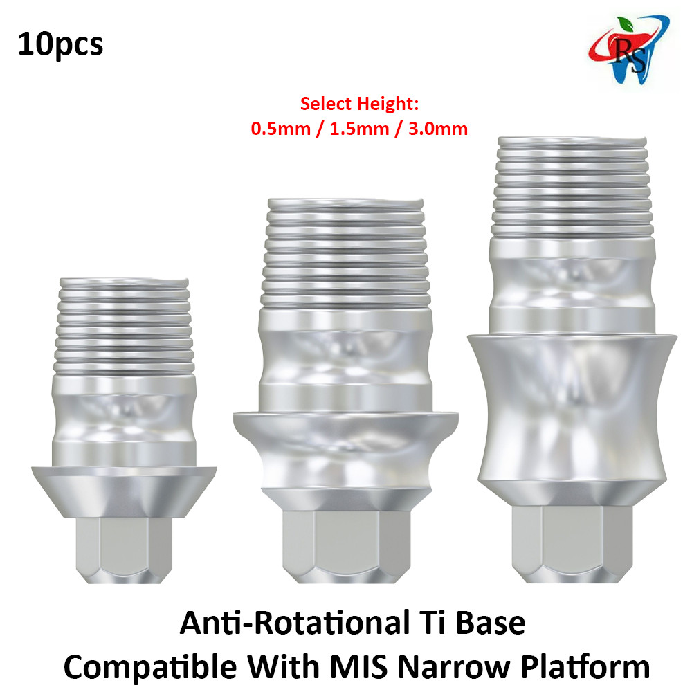 10pcs Dental Anti-Rotational Ti Base Compatible With MIS Narrow Platform CAD/CAM