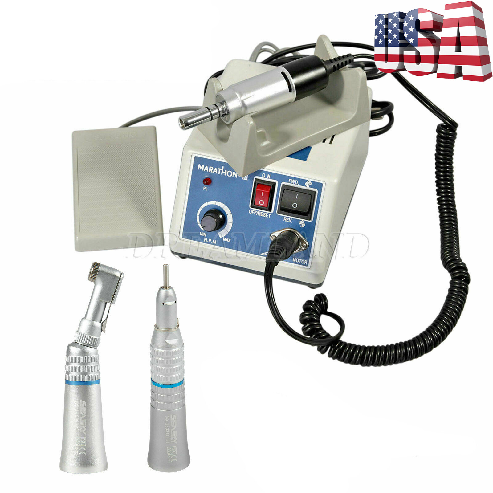 Dental Lab Marathon M-III Electric Micromotor /Contra Angle /Straight Handpiece
