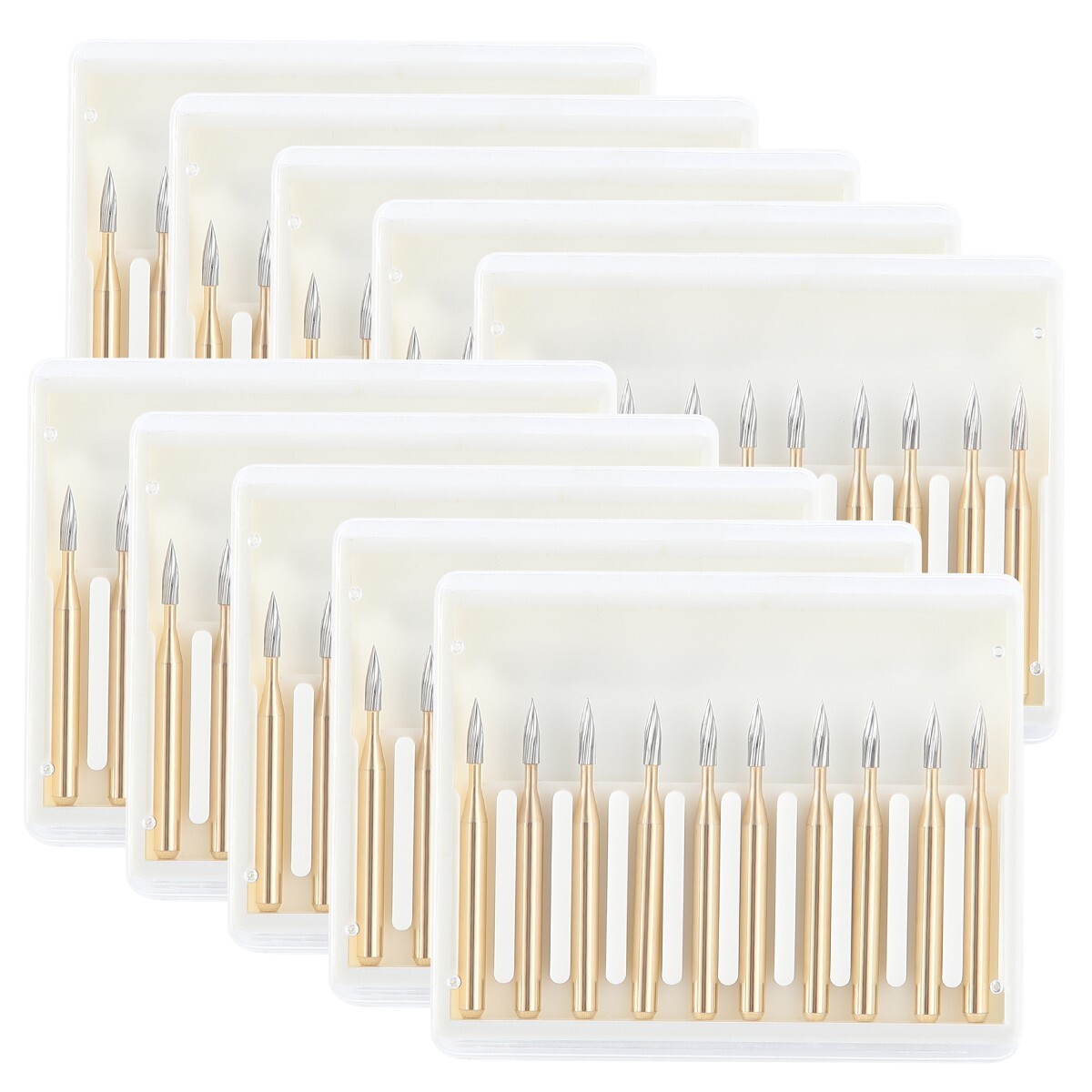 AZDENT 10 Pcs Dental Carbide Trimming & Finishing Burs FG/7406/7408/7901/7902