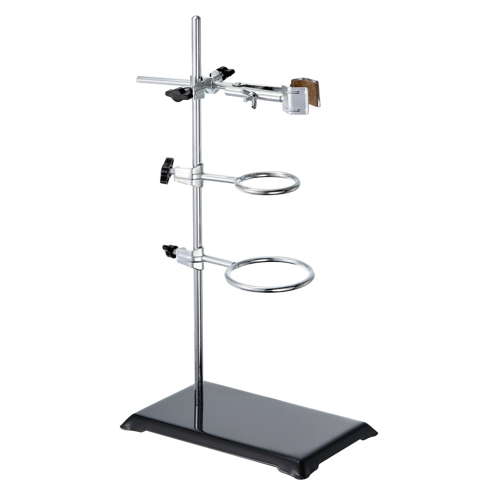1Set Lab Stand Set 16″ Laboratory Stand Support with Flask Clamp & Retort Rings