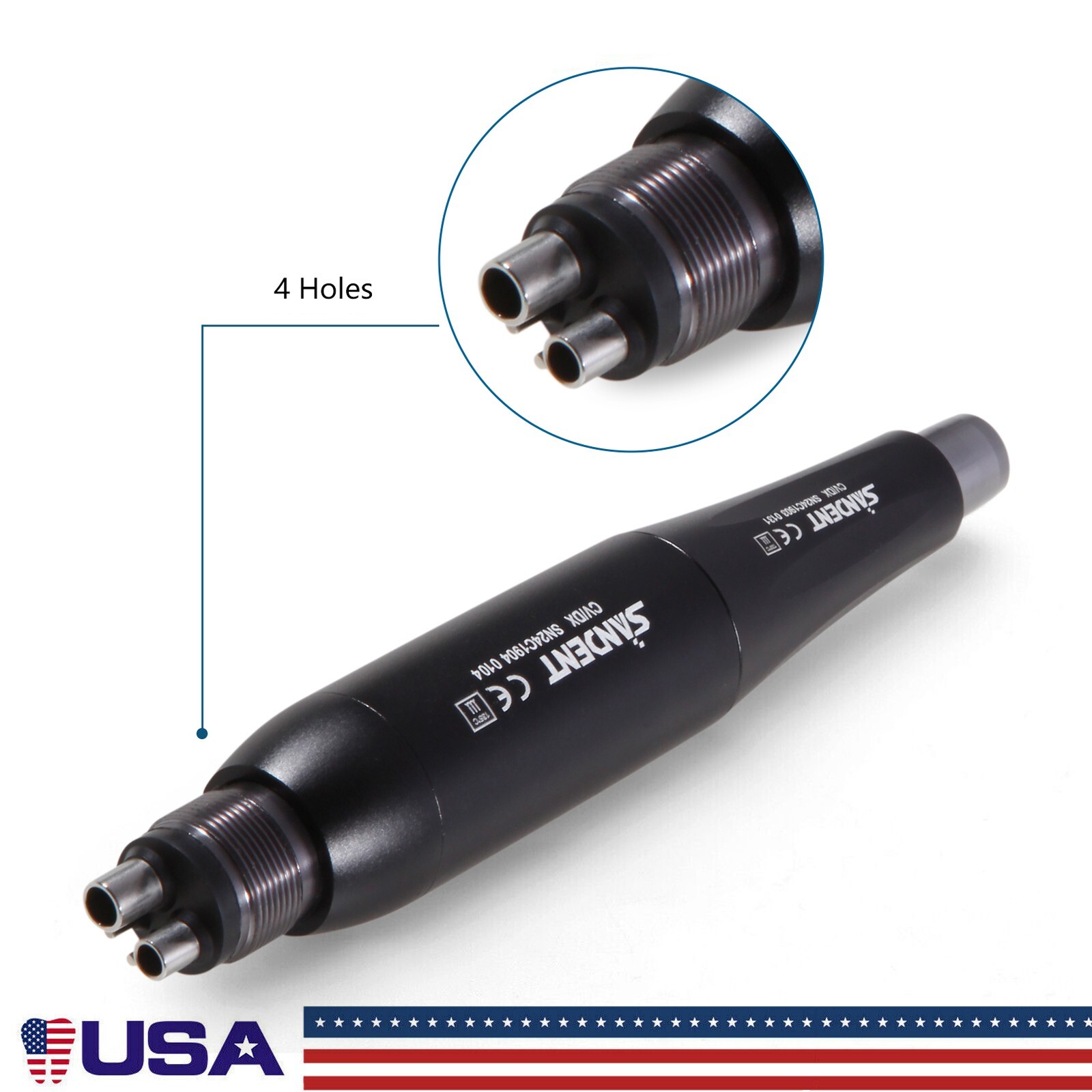 360° Swivel Dental Hygiene Prophy Handpiece Air Motor 4Holes 4:1 Nose Cone 135°C
