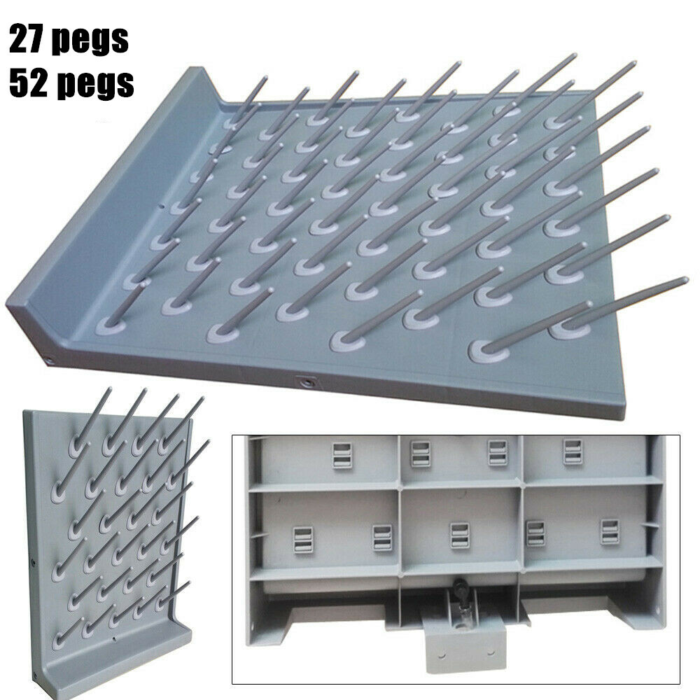 2PCs Lab Supply Wall Desk Drying Rack 52 pegs/27 Pegs Cleaning Equipment Grey PP