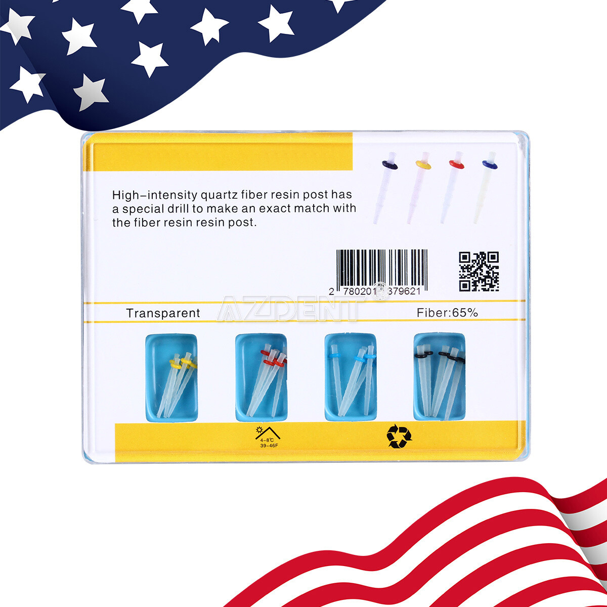 AAA Dental Fiber Post Resin High-intensity Screw Thread Glass +4*Drills FDA CE