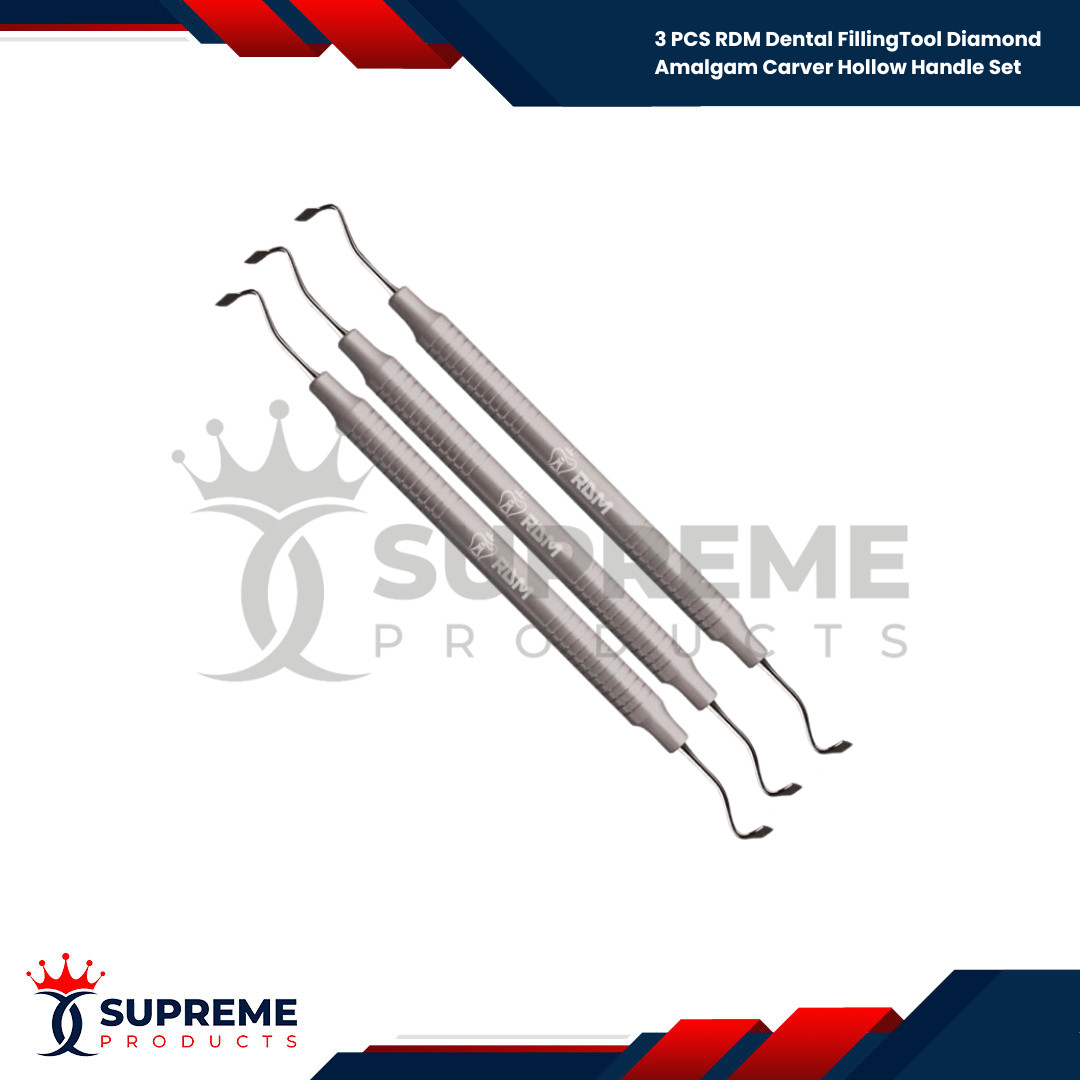 3 PCS RDM Dental Filling Tool Diamond Amalgam Carver Solid Handle Set