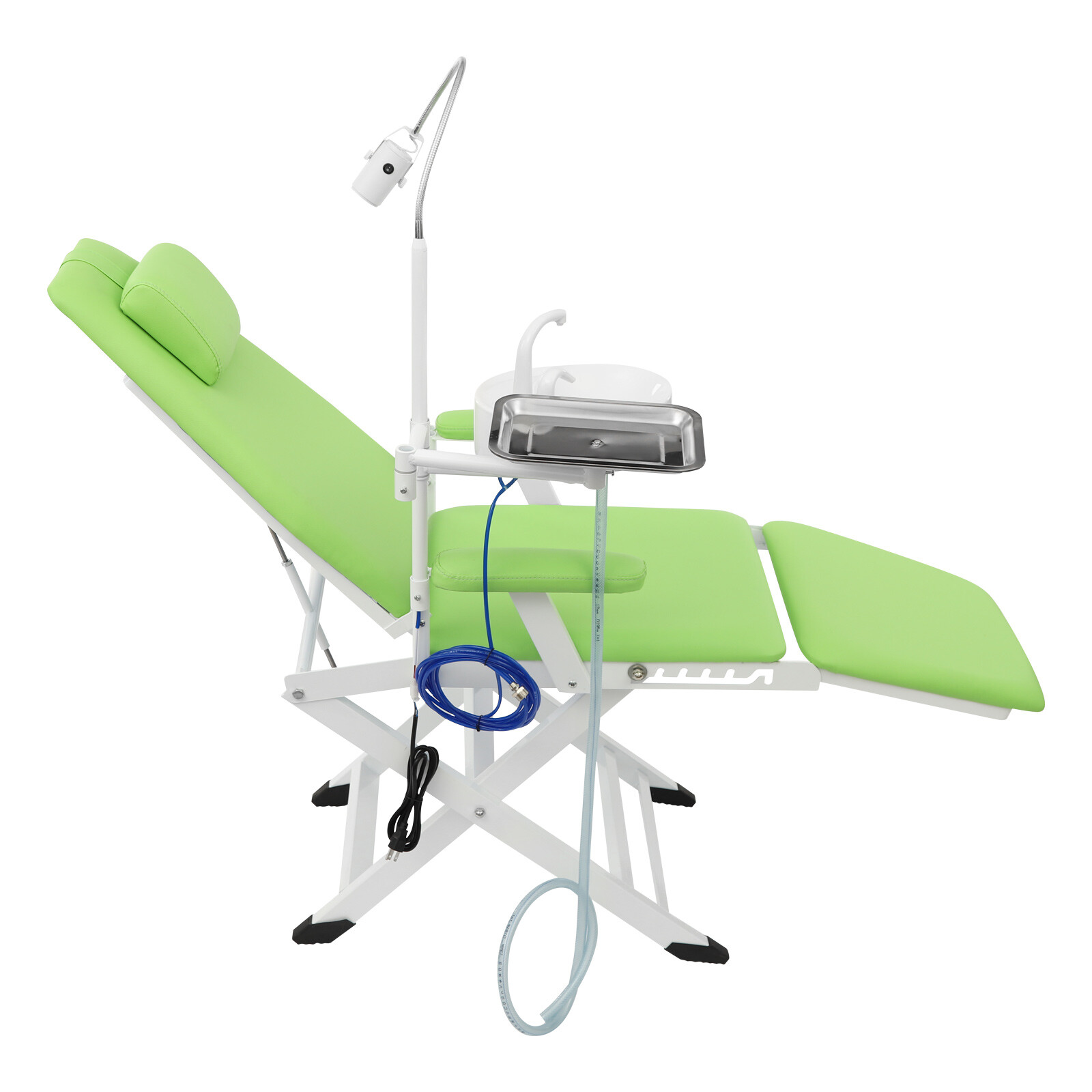 Portable Dental Chair Mobile Folding Chair Exam Chair w/LED Light &Spittoon+Tray