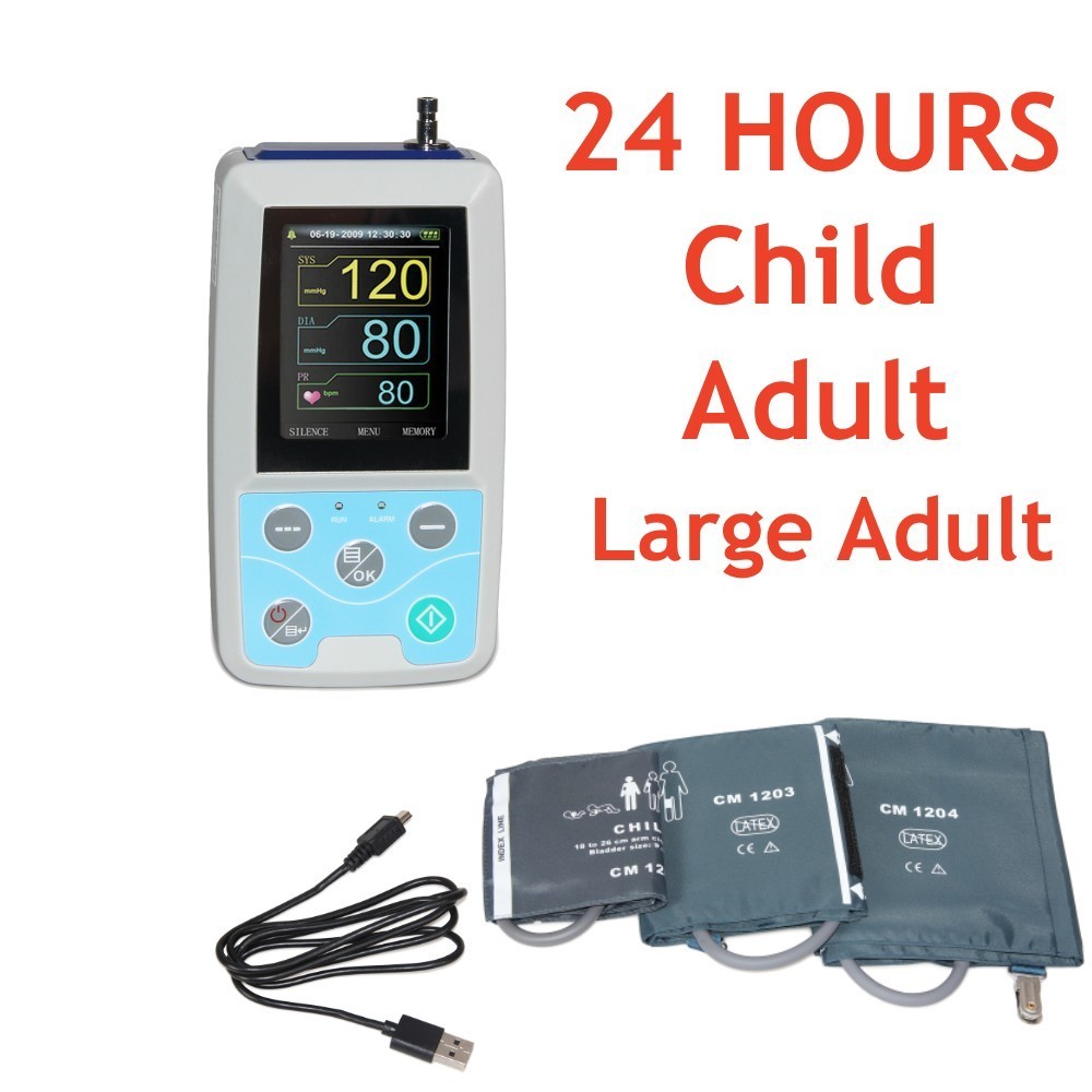 24 hours Ambulatory Blood Pressure Monitor Automatic NIBP Holter 3 Cuff+Software