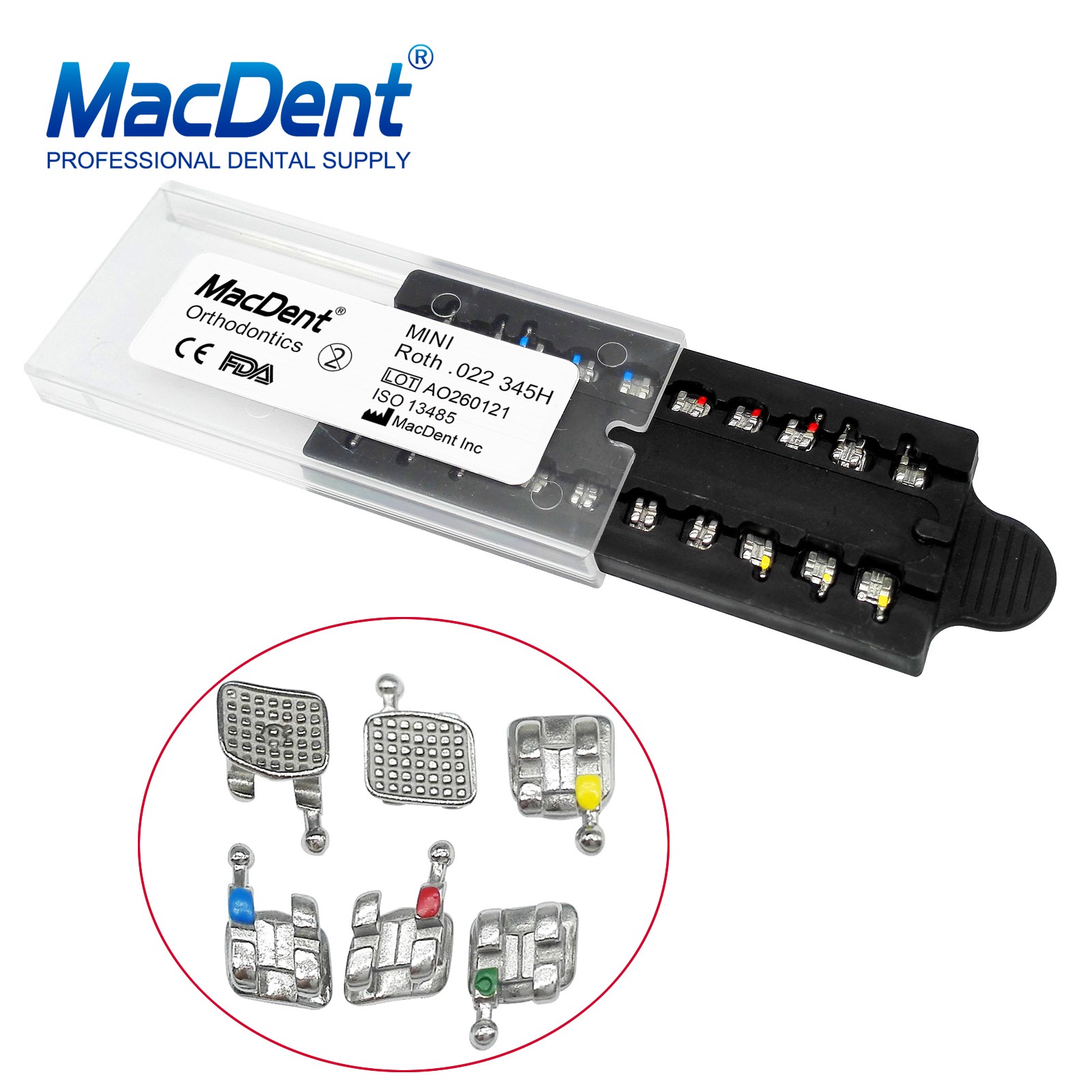 MacDent Dental Orthodontic Metal Bracket Braces / Buccal Tubes 022/018 Monoblock
