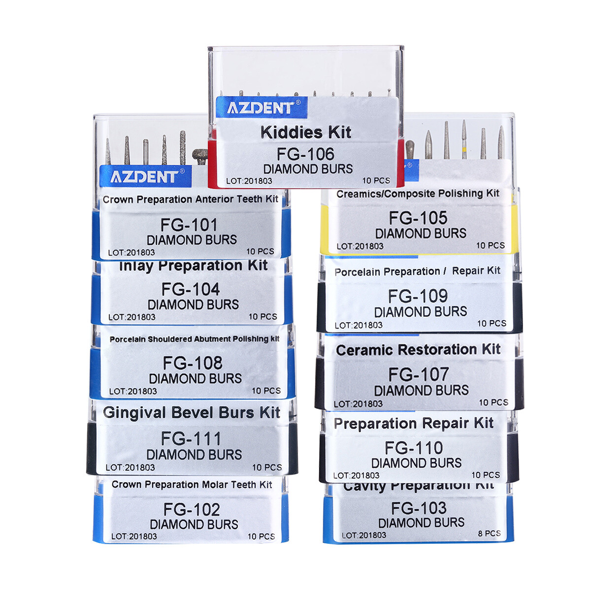 AZDENT Dental FG Diamond Burs Composite/Polishing Kit for High Speed Handpiece