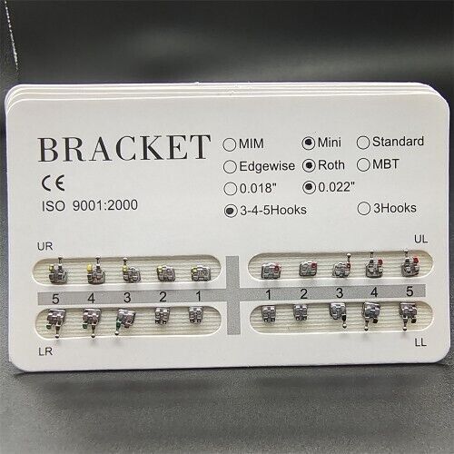 10Sets Dental Orthodontic Metal Brackets Mini Roth/MBT 022 345 hooks Mesh Base