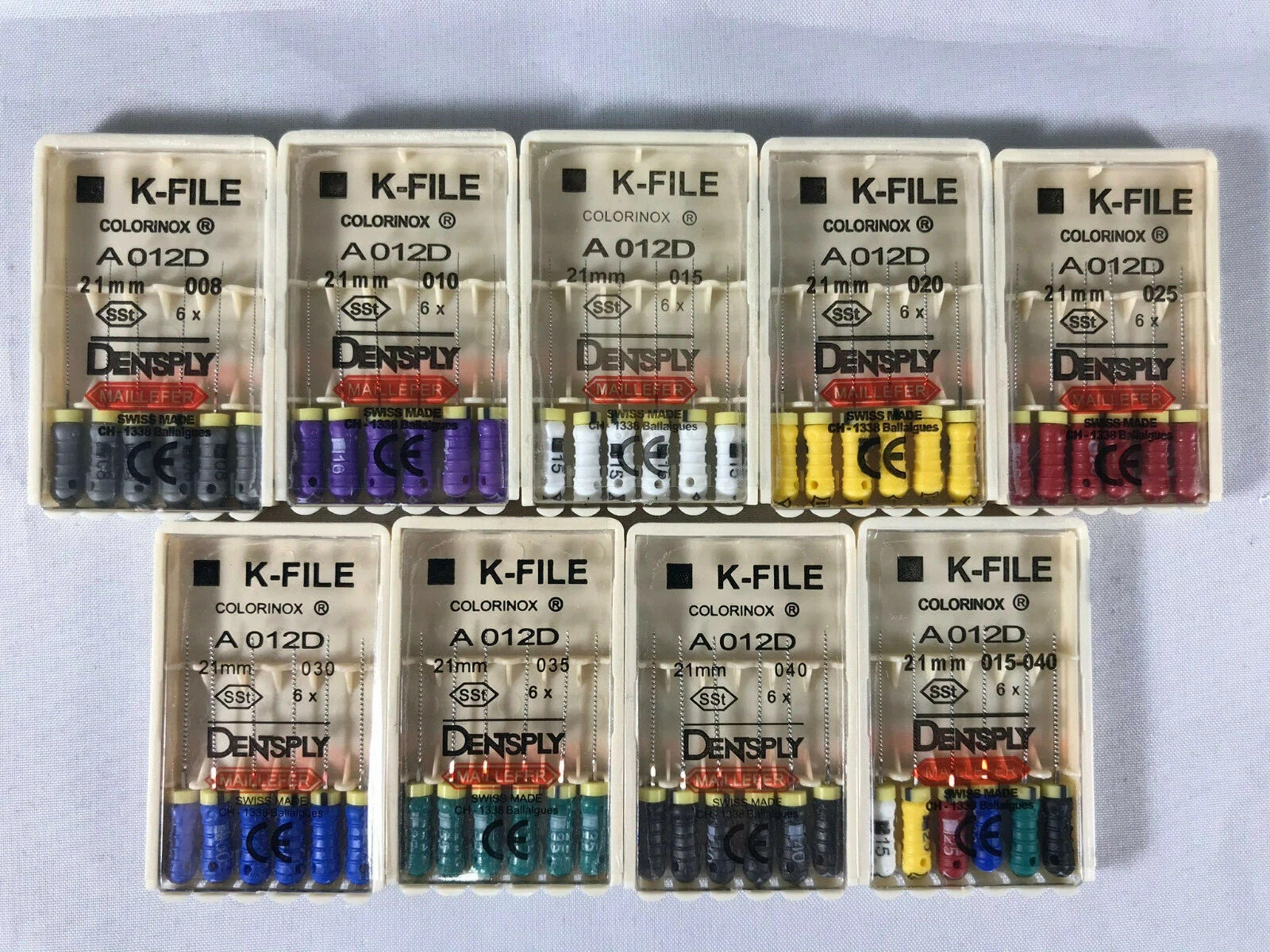 Dentsply Maillefer K-file Endodontic stainless steel 21mm All sizes 72 files/pk