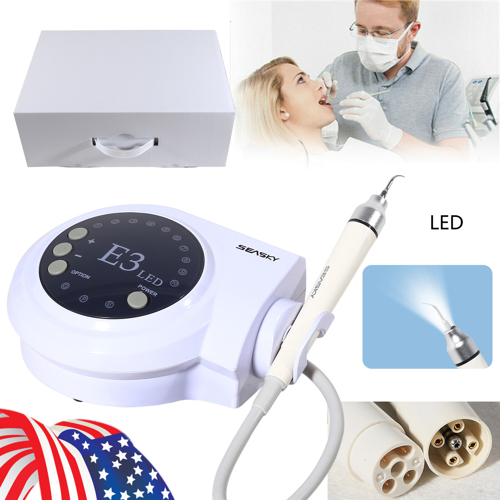 Ultrasonic Scaler w/ LED Detachable Handpiece Fit EMS Cavitron Dental