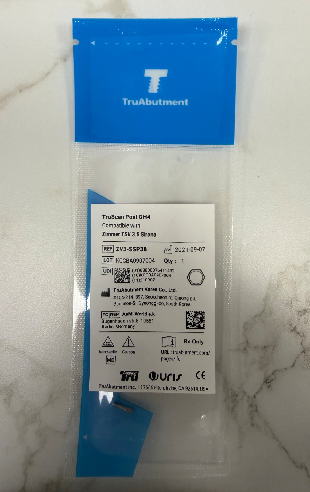 TruAbutment TruScan Post GH4 3.8mm Compatible with Zimmer TSV 3.5 Sirona ZV3-SSP