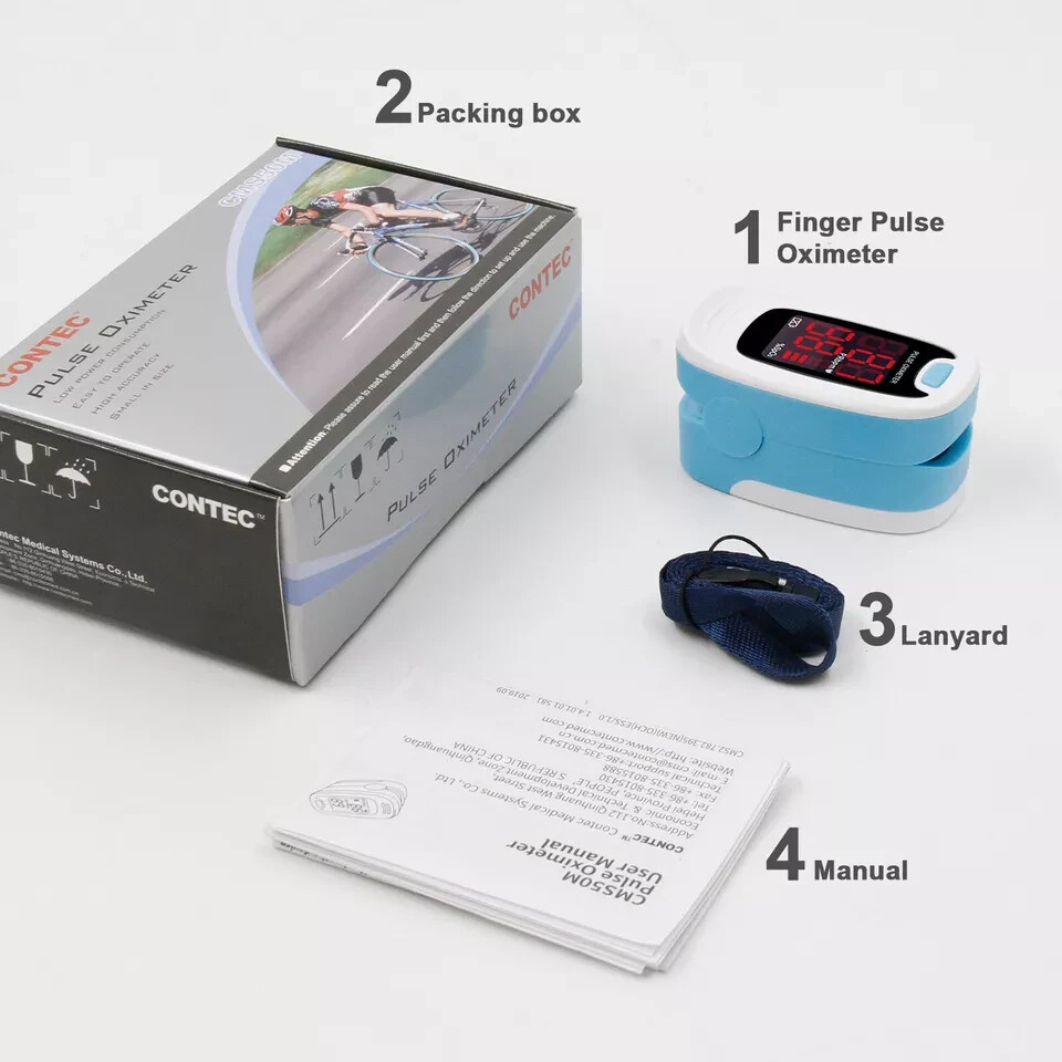 CMS50M Fingertip Pulse Oximeter Blood Oxygen Spo2/PR Monitor LED Batteries Inc.