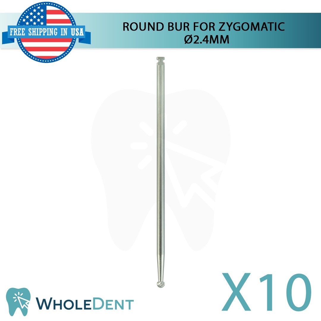 10X Zygomatic Round Ball Bur Ø2.4mm 70mm Length Drill Tool Instrument Dental