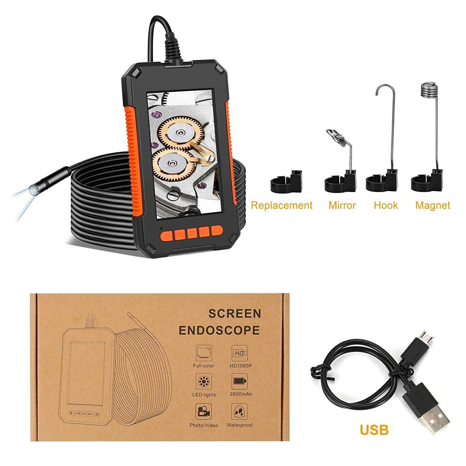 Industrial Endoscope Camera 1080P HD 4.3” Screen Borescope Inspection Camera US