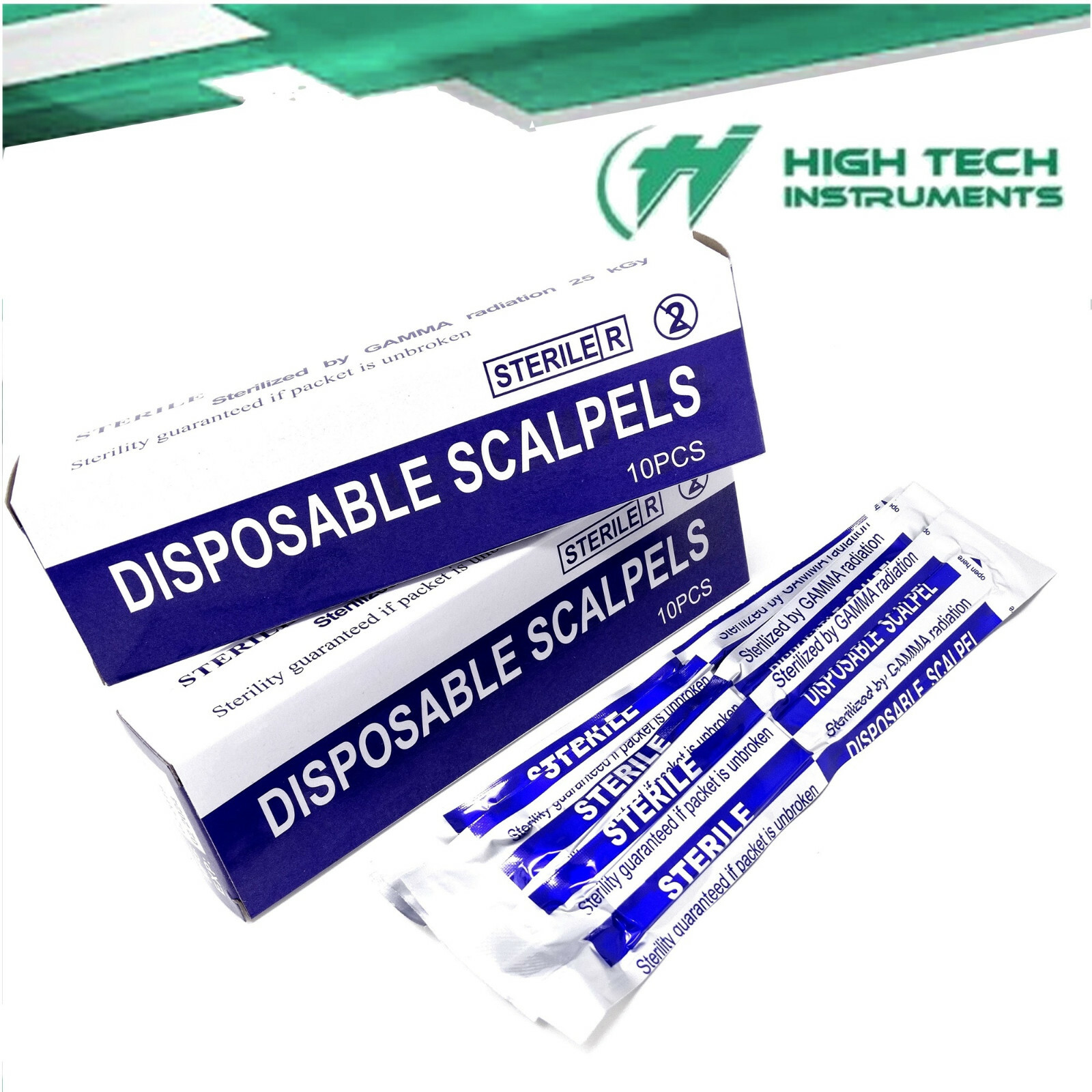 Disposable Scalpel Blades With Plastic Handle ( Box of 10 ) Sterile Surgical