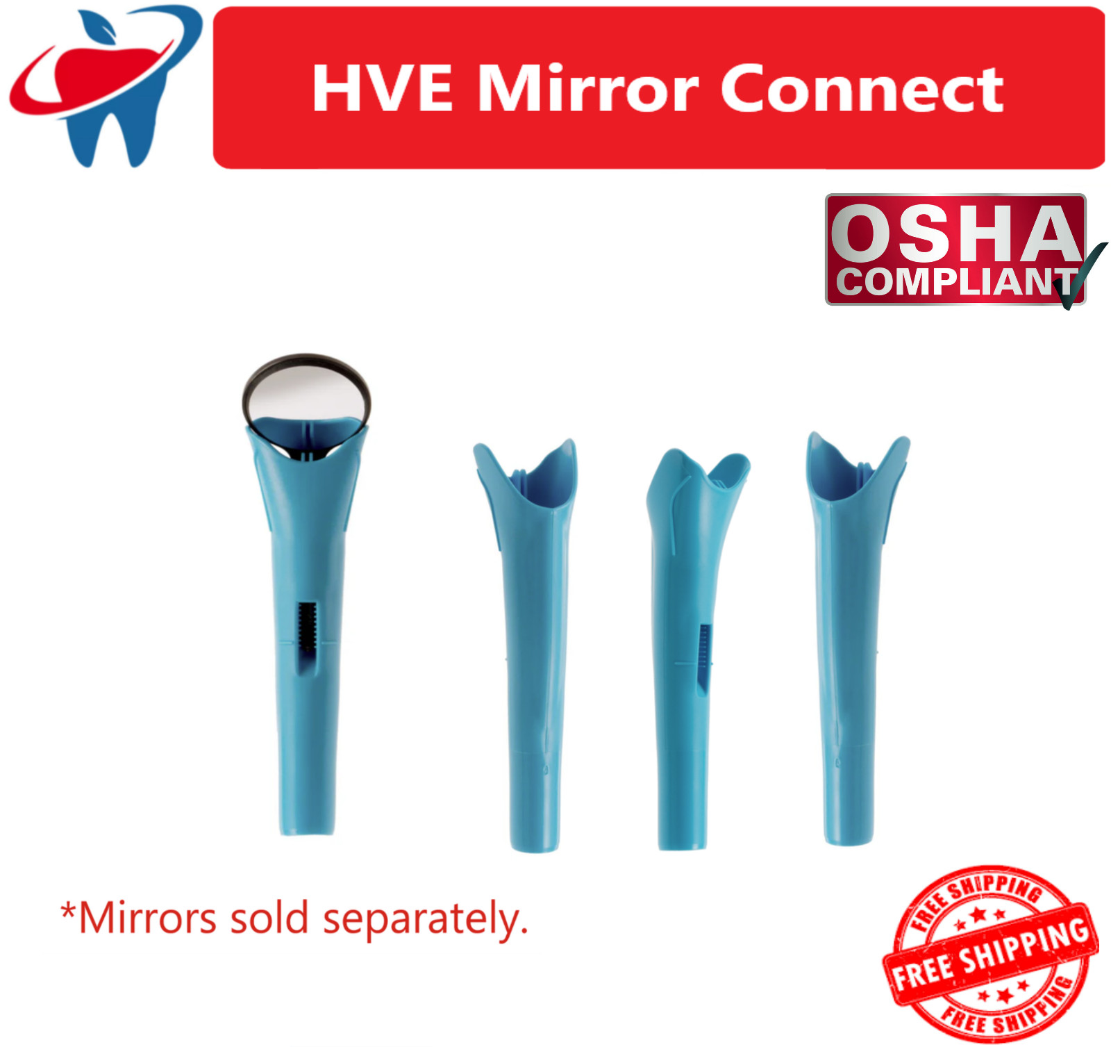Hu-Friedy HVE Mirror Connect Kit & HVE Mirrors Dental, 25/50/bg #5 Mirrors Head
