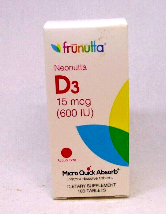 2 BOXES Frunutta D3 15 mcg 600 iu Micro Quick Absorb – 200 Dissolve Tablets
