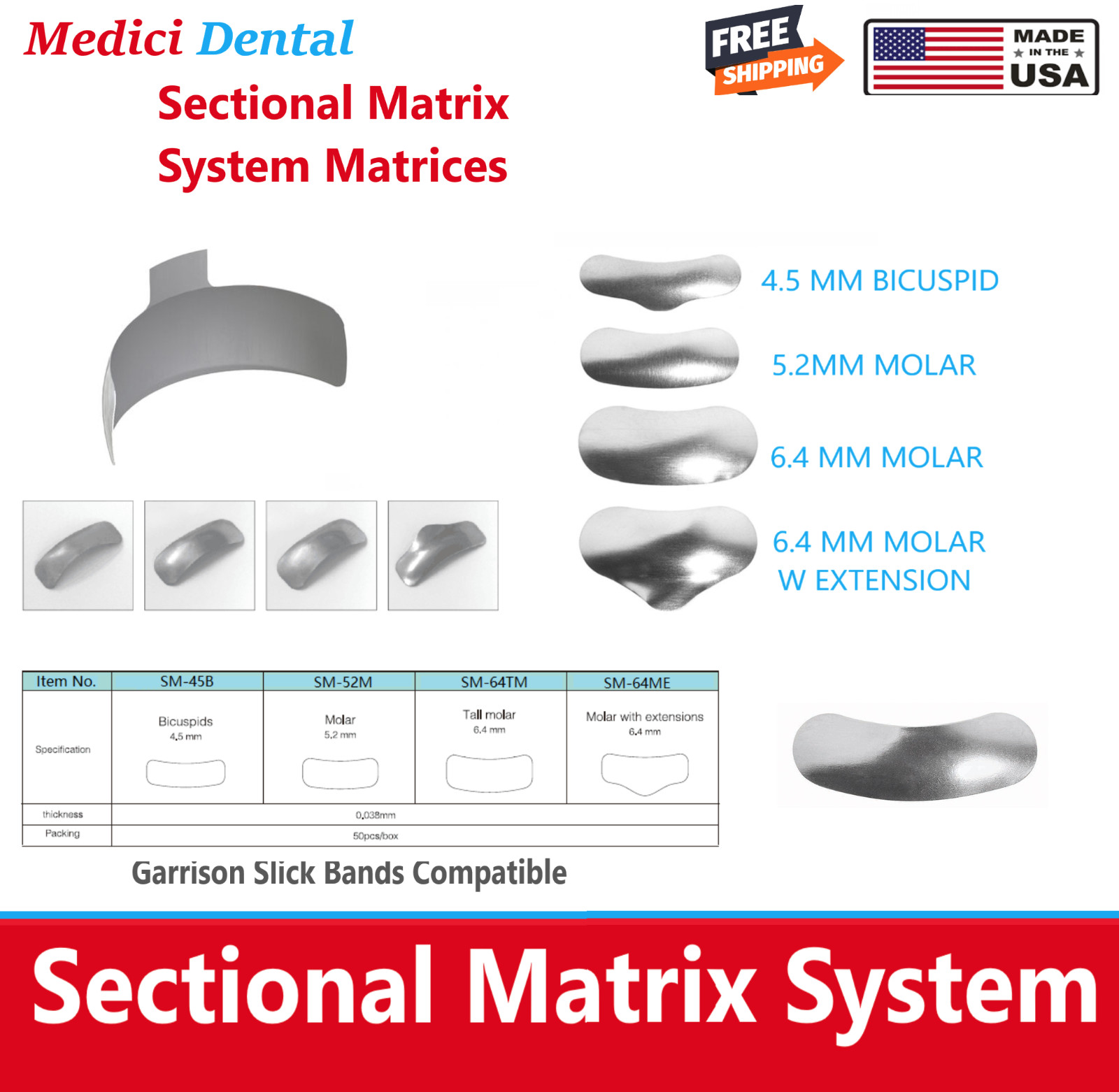 Dental Matrix Bands Ring Sectional Matrice Clamp Fit Garrison Slick Bands Compat
