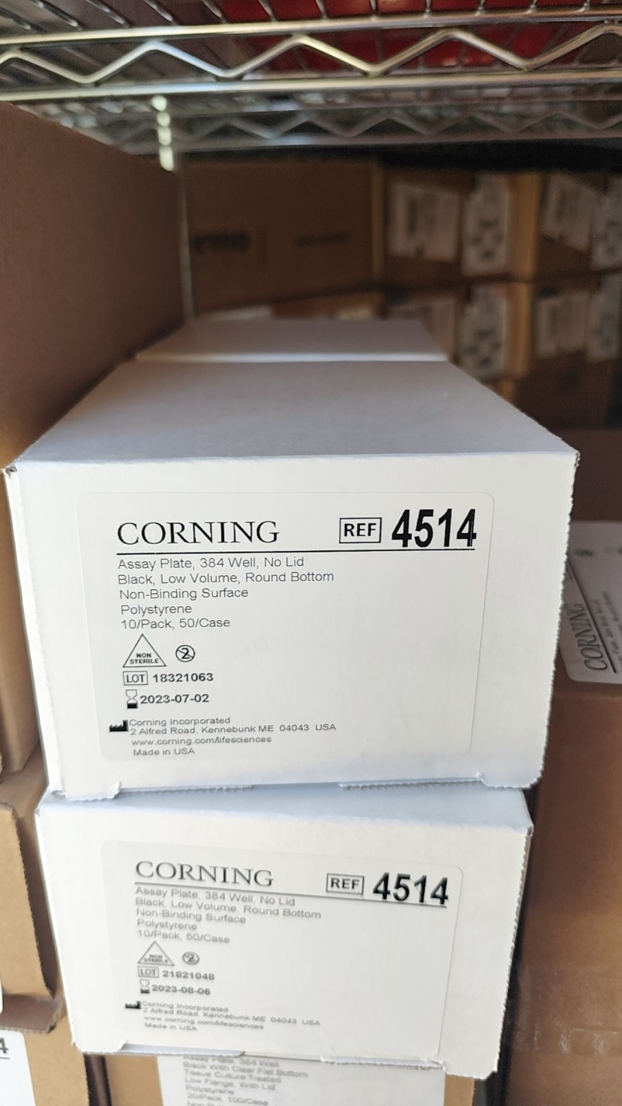 CORNING 4514 384-WELL BLACK ROUND BOTTOM POLYSTYRENE NBS MICROPLATE Box Of 10