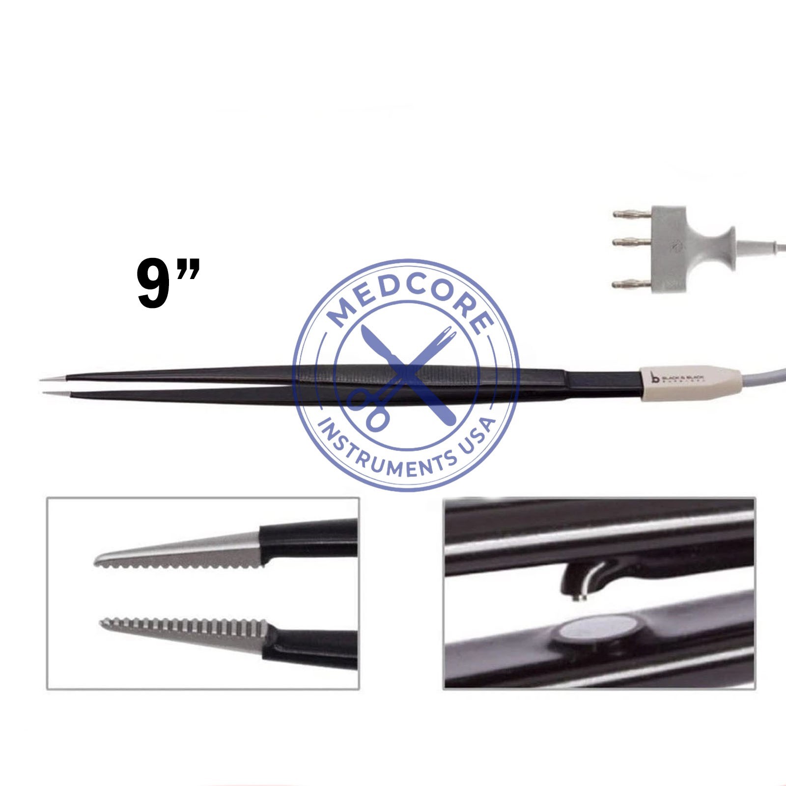 Tebbetts Hand-Activated Monopolar Insulated Forceps 9″ Serrated Jaws w/ Cord