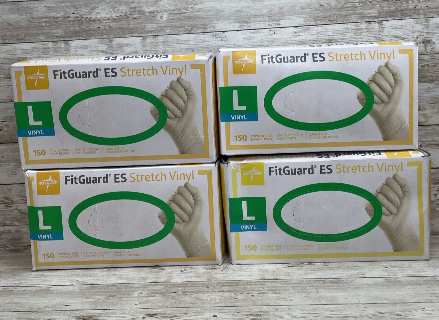 *4 Boxes* MEDLINE FITGUARD ES Stretch Vinyl Exam Gloves Size: LARGE, MANF: 10/21