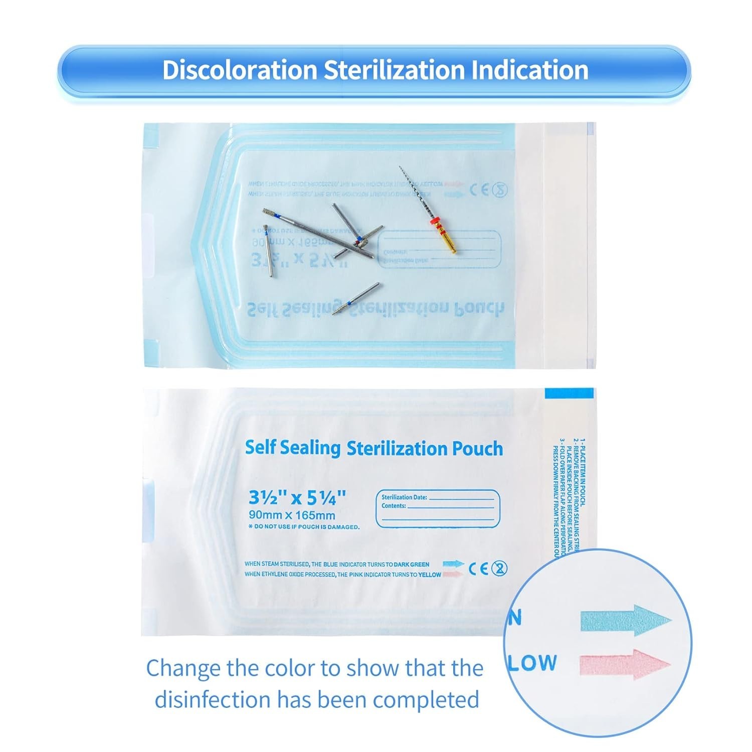 3.5 X 6.5 Self Sterilization Pouches for Dental Offices, 100 Pcs Self Seal St…