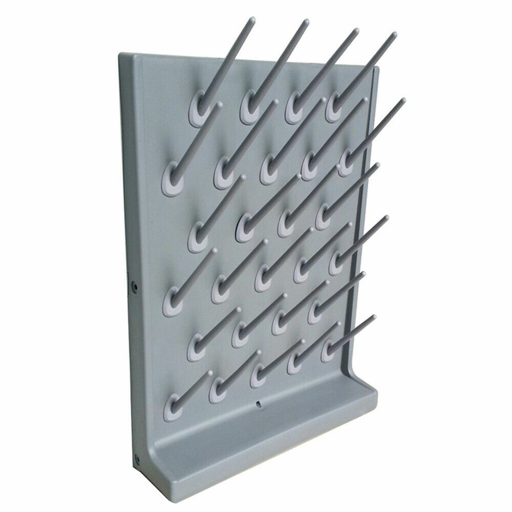 2PCs Lab Supply Wall Desk Drying Rack 27 Pegs Cleaning Equipment Grey PP Durable