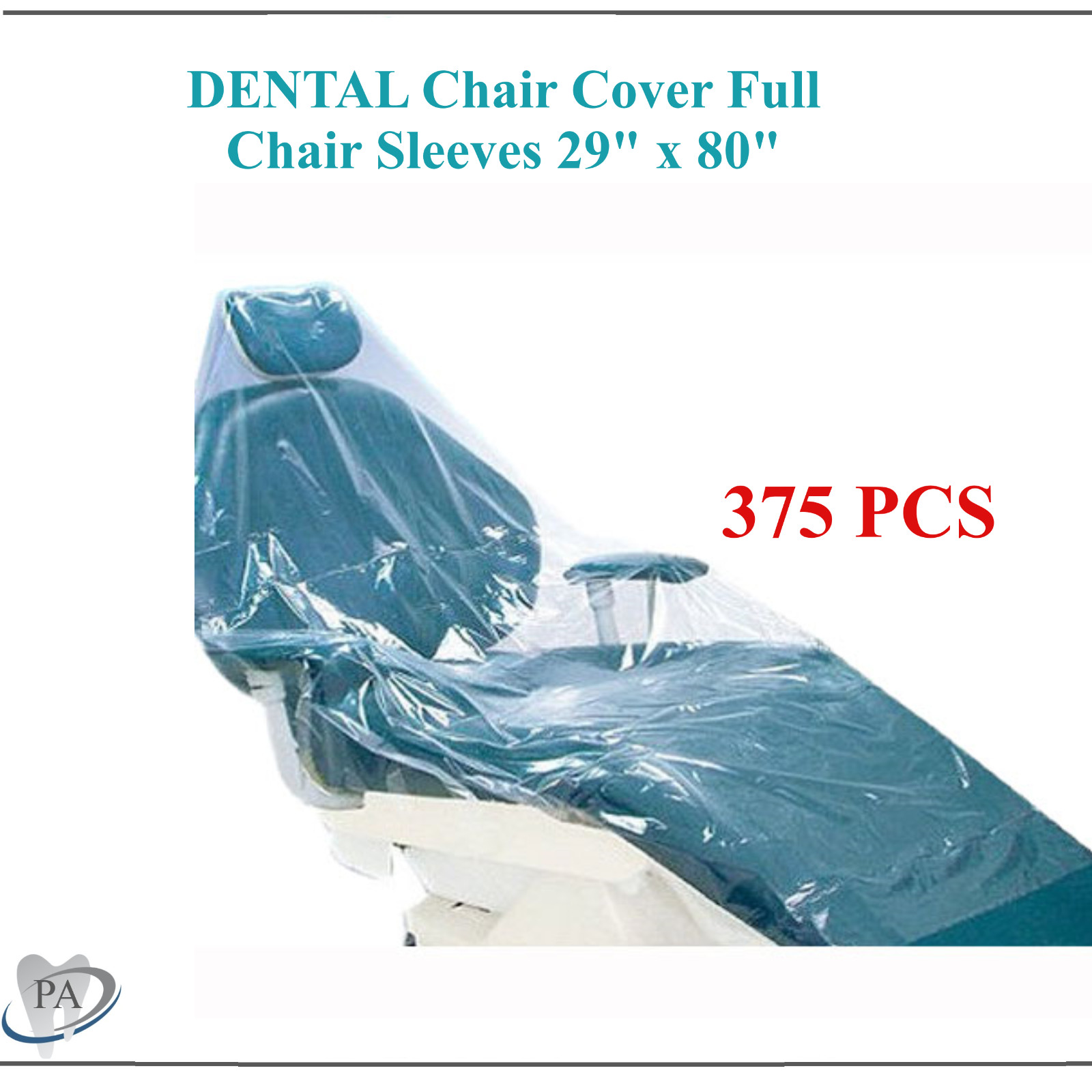 Dental Full Chair Cover Sleeves 80″ x 29″ Thick Plastic, 375 pcs Dispenser Box