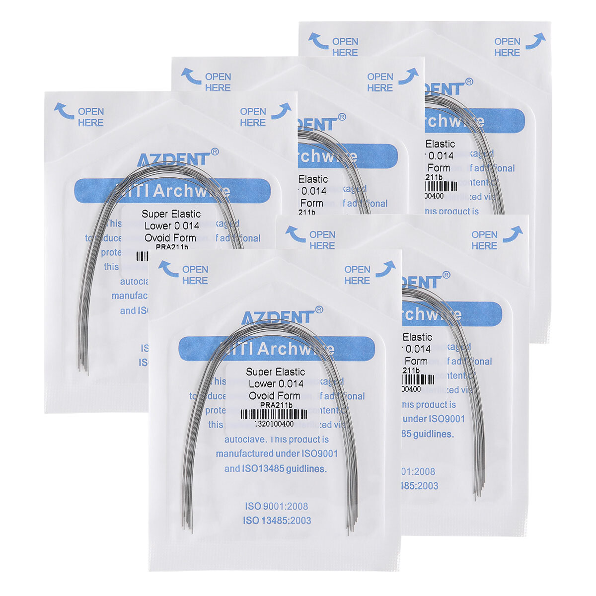 40 Bolsas Arcos de Ortodoncia Dental Redondos Niti Arco de Alambre Su AZDENT