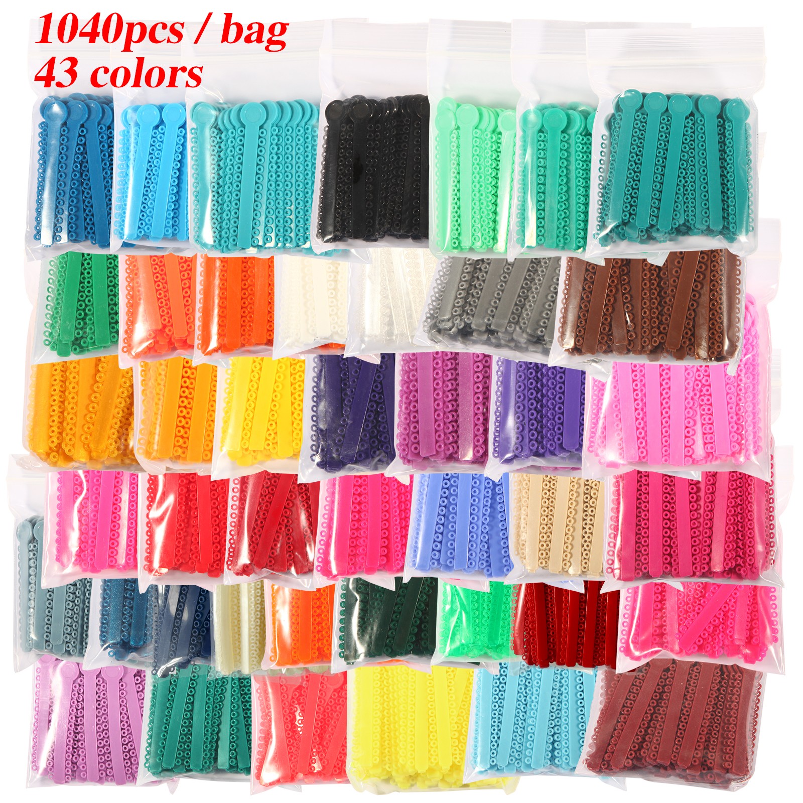 1040Pcs/pack Dental Orthodontic Ligature Ties Elastic Rubber Bands 45 Colors fo