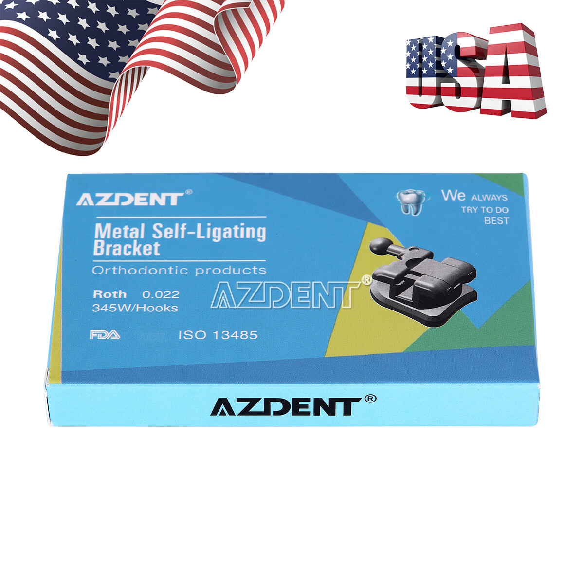 AZDENT Dental Orthodontic Self Ligating Bracket Braces Mini Roth 022 Hooks 345