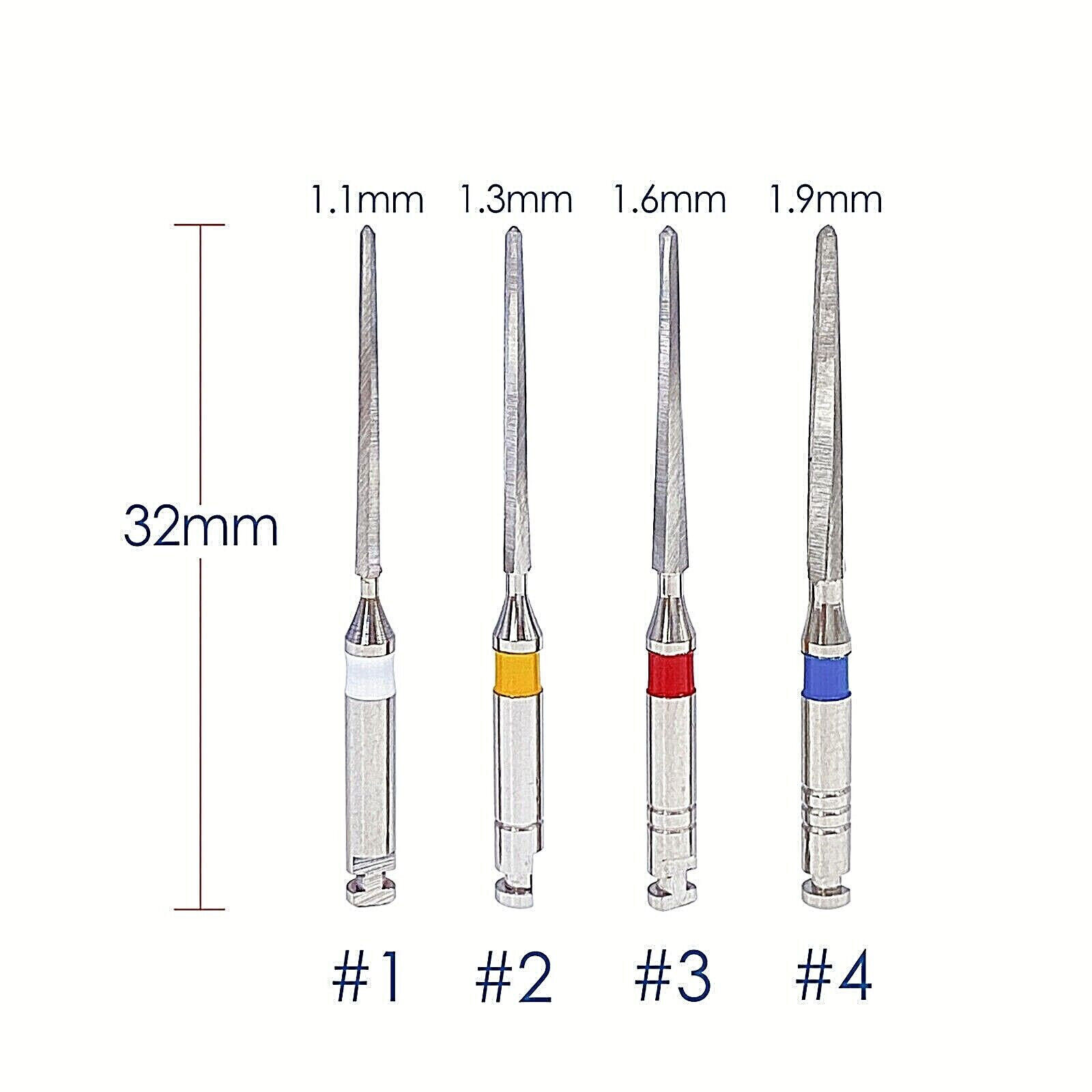 Dental Endo Root Canal Stainless Steel Fiber Post Drills Mixed Color 1.1mm-1.9mm