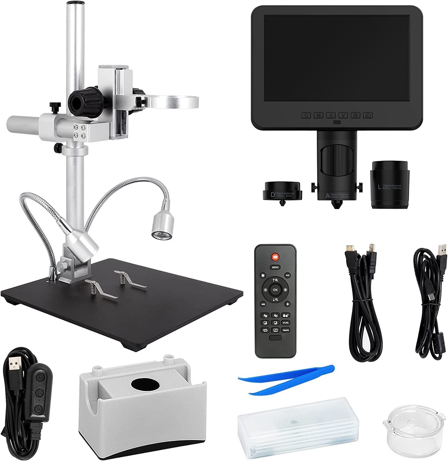 Digital Microscope 3 Lens 7” LCD 2000X UHD 2160P – 24MP Coin Magnifier