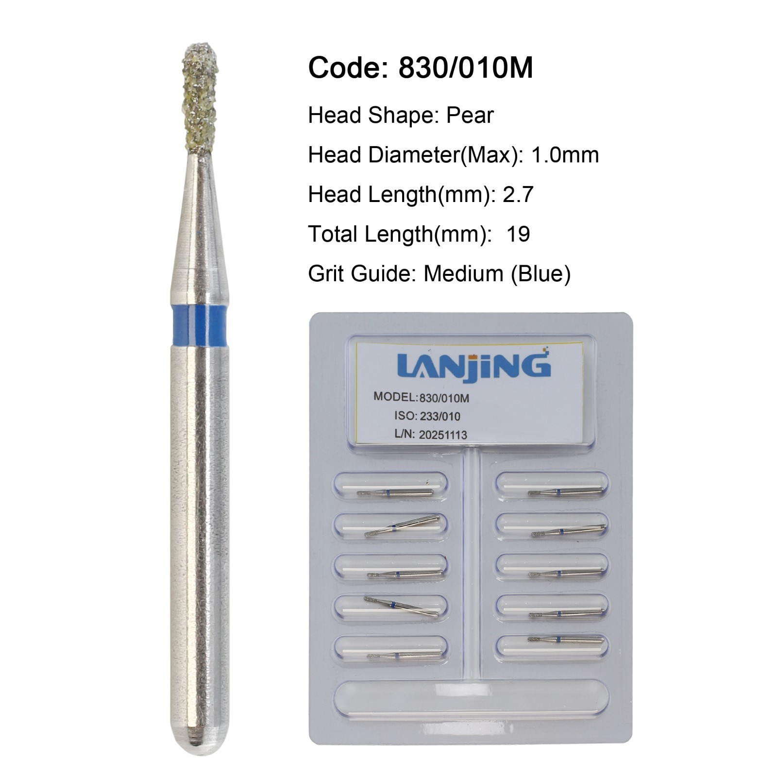 Dental Burs Diamond Egg Football FG Pear Round End Taper Cylinder High Speed 830