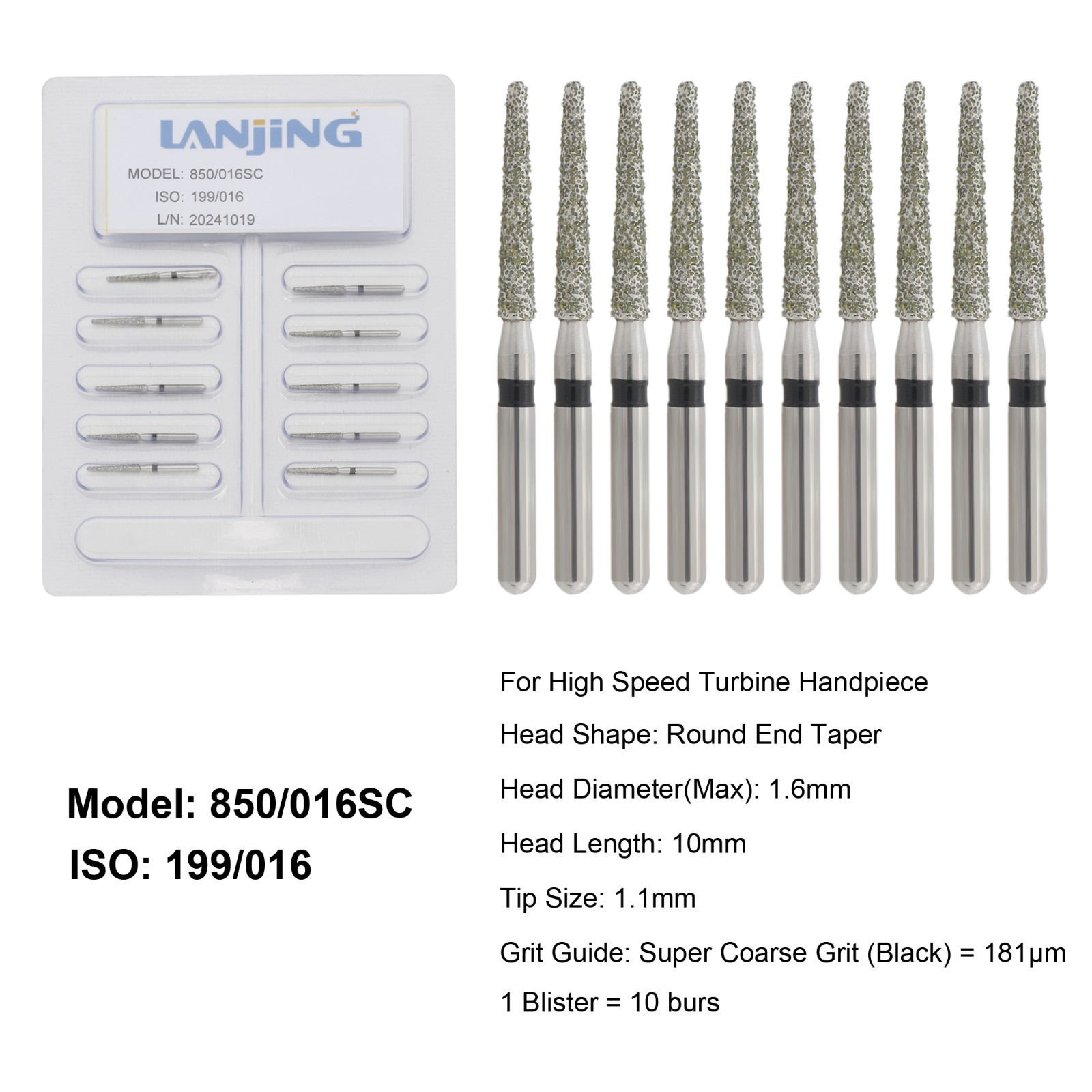 Dental Diamond Burs FG Round End Taper Football Barrel Pear Coarse Fine 856 379