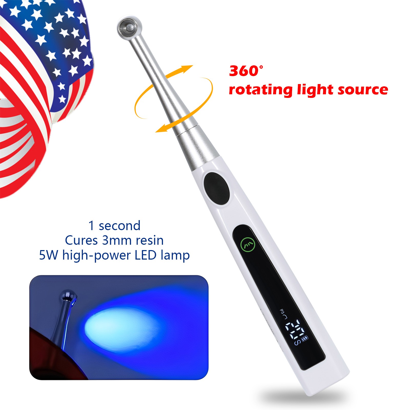Dental Wireless LED Curing Light 1 Second Cur Lamp Metal Head AI