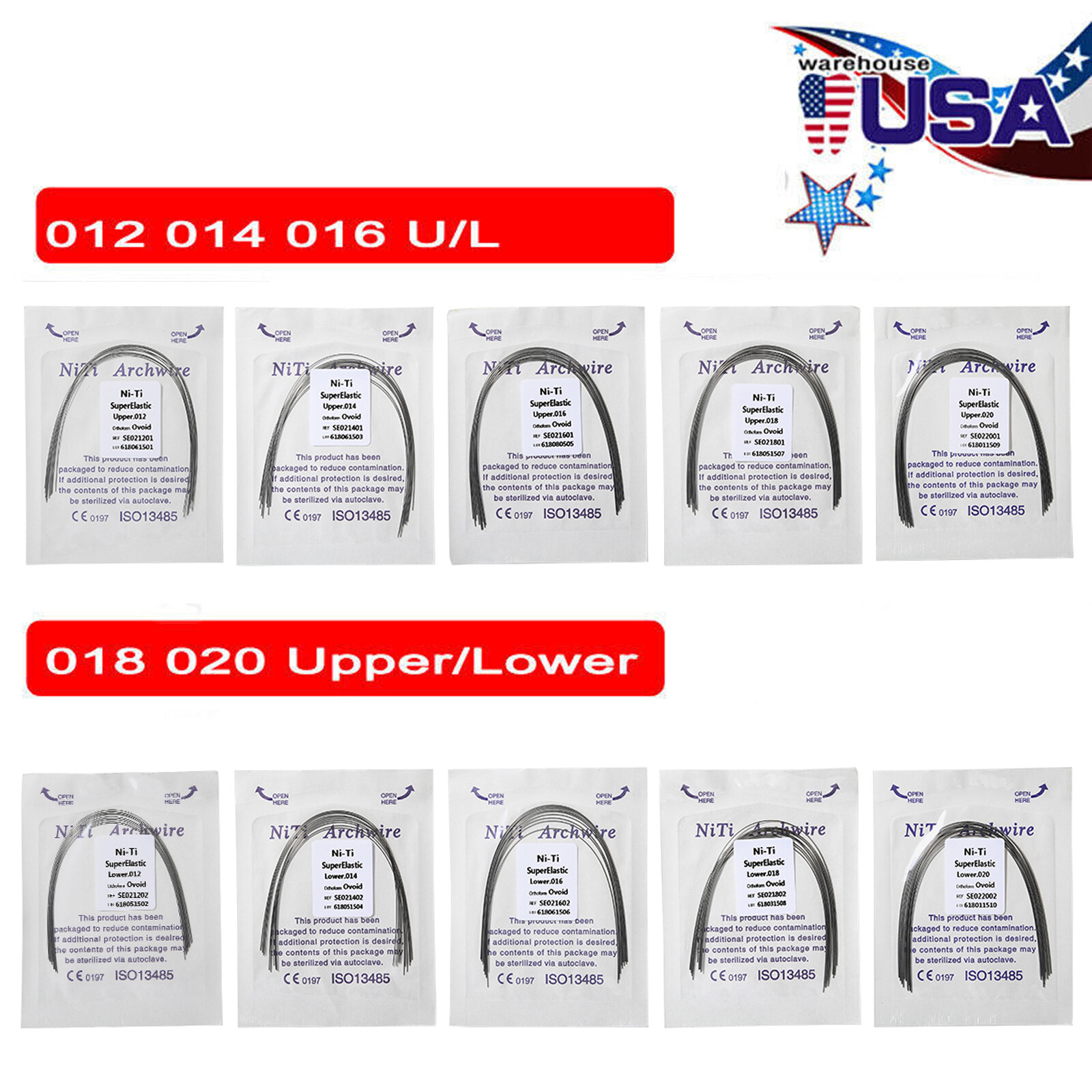 Dental Super Elastic Niti Round Arch Wires Arch Wire for Bracket Braces USA