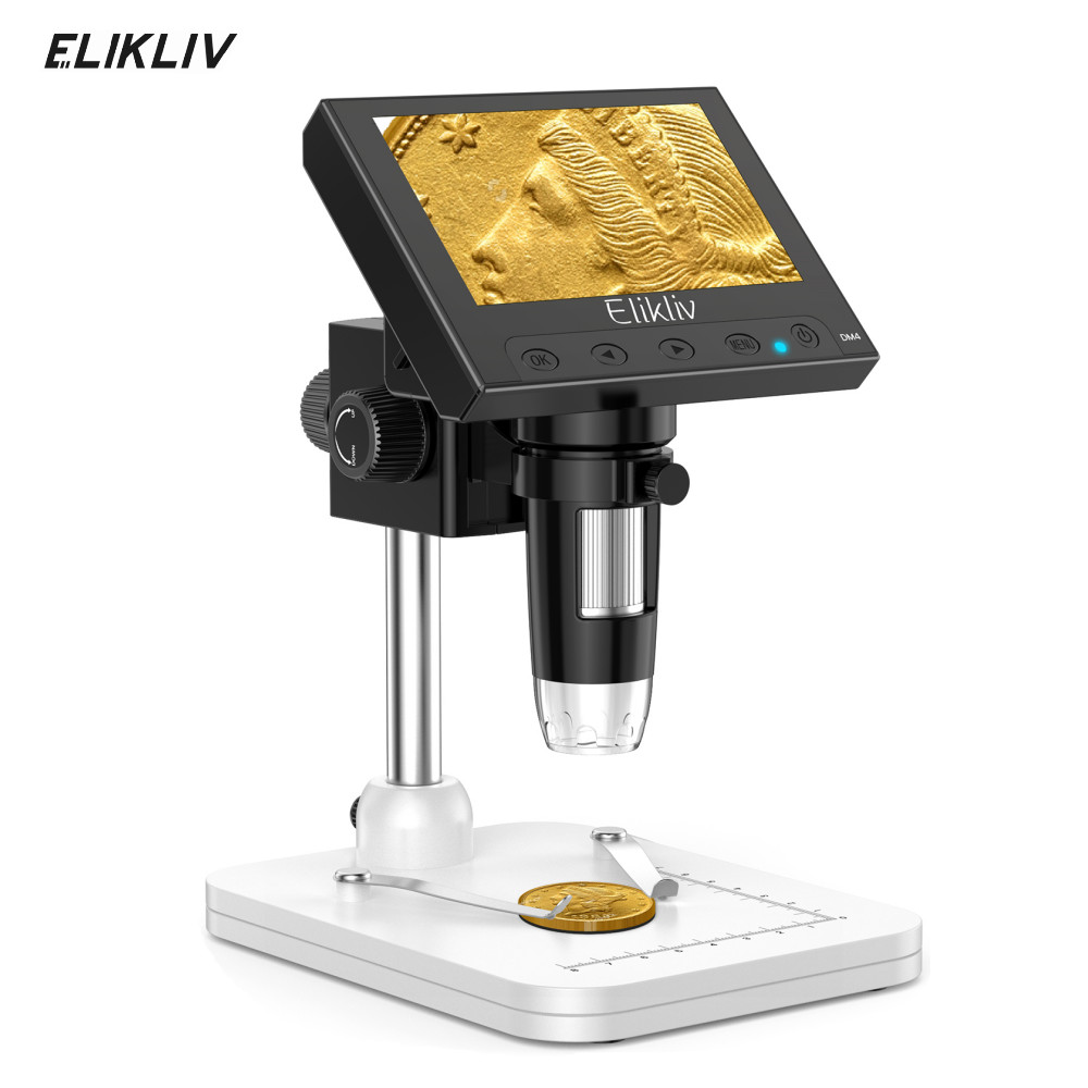 Elikliv USB Digital Microscope 1000X 4.3″ LCD Screen Soldering Coin Microscope